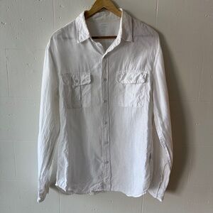 J.Crew | White Linen Button Down Shirt | Classic Lightweight Summer |Size Medium